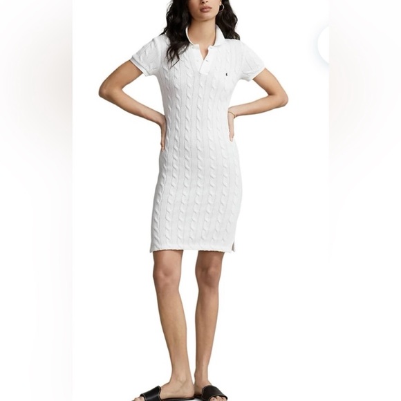 Ralph Lauren Dresses & Skirts - NWT Ralph Lauren cable knit polo cotton slim dress white women size medium